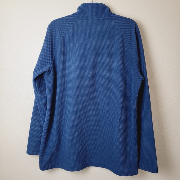 LL Bean Quarter Zip Navy Blue Waffle Longsleeve Pull Over Shirt Men's Large Tall - Picture 2 of 6